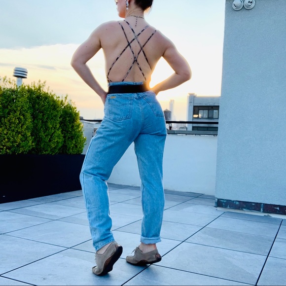 JORDACHE Vintage 80s Light Wash High Tapered Blue Jeans - Picture 8 of 17